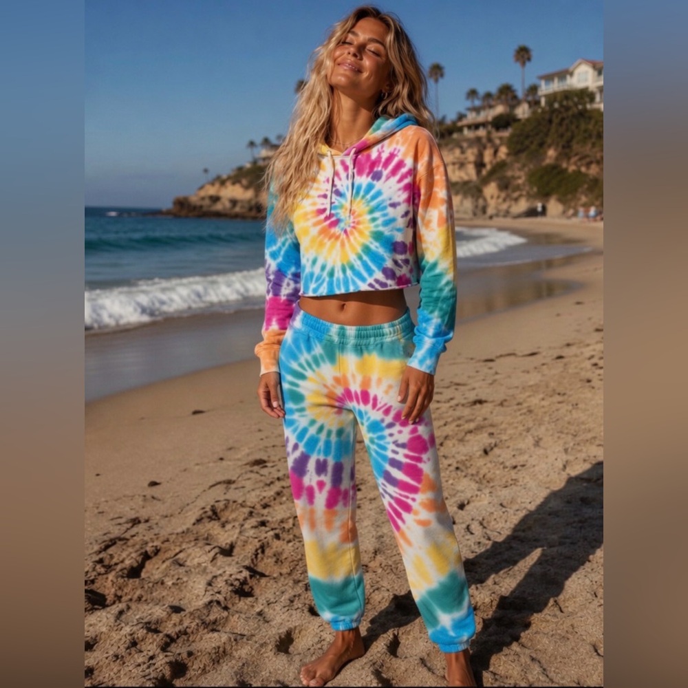 Summer Vibrant Tie Dye Sweat Suit Joggers & Hoodie
Lightweight Raw Hem